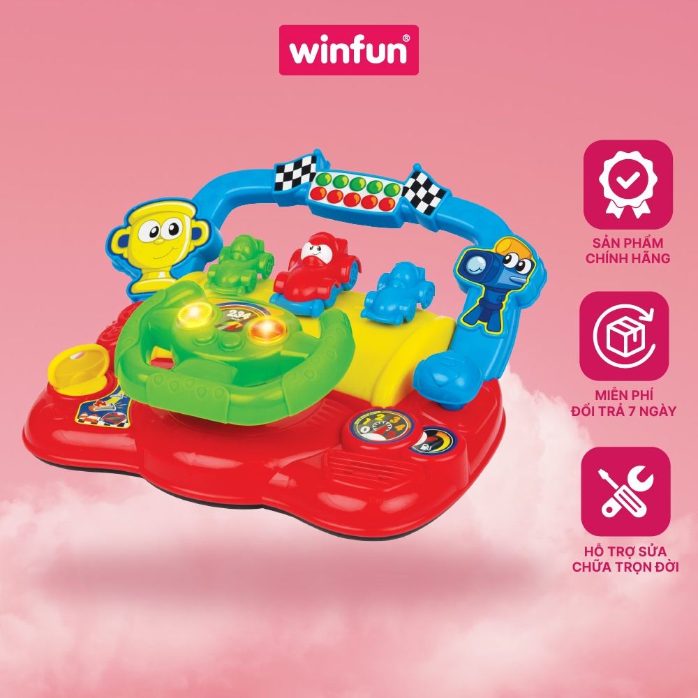 Vô lăng đồ chơi cho bé chơi game đua xe có âm thanh vui nhộn, luyện phối hợp tay mắt, kích thích giác quan Winfun 0621