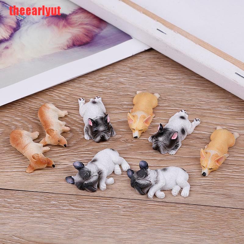 theearlyut 2pcs french bulldog sleepy dog kids toy action figure model toy landscape decor