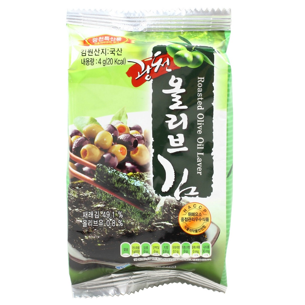 RONG BIỂN ĂN LIỀN OLIVE OIL SEASONED LAVER HÀN QUỐC - LỐC 6 GÓI - TẢO BIỂN