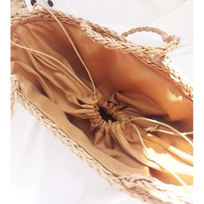 Túi Cói Đi Biển Đeo Vai Vintage Phong Cách Hàn Quốc Siêu Xinh