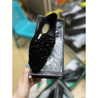 Giày lười slipon nhung đính đá (kèm ảnh thật)