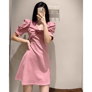 Váy Nữ Tay Bồng Cổ Nơ