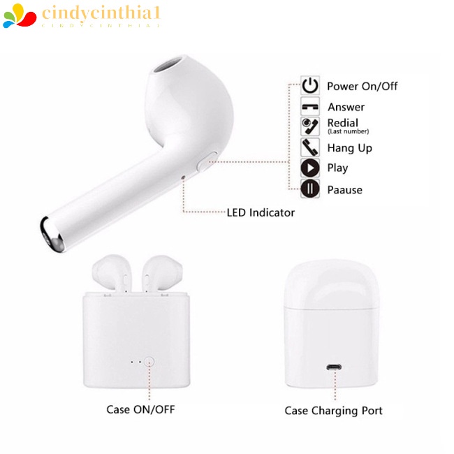 Tai Nghe Bluetooth 5.0 Không Dây i7 Tws Có Micro Kèm Hộp Sạc