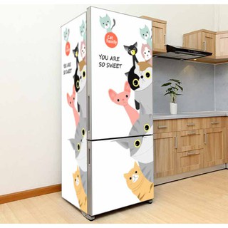 Decal dán tủ lạnh mèo siêu dễ thương