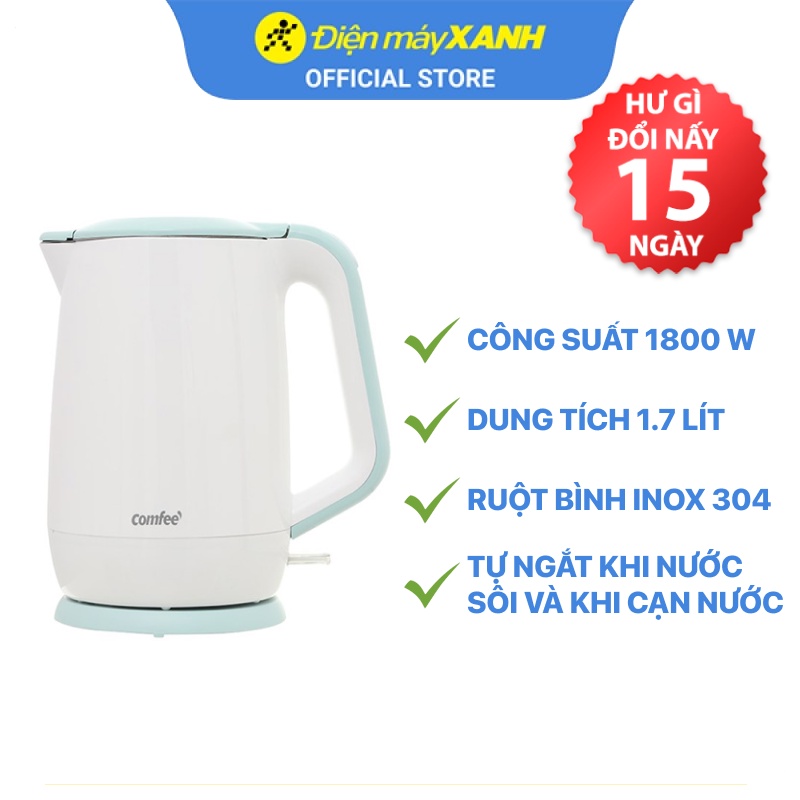 [Mã ELHADEV giảm 4% đơn 300K] Bình đun siêu tốc giữ nhiệt Comfee 1.7 lít CK-DC1720A