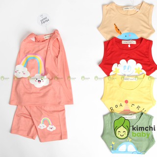 Bộ Ba Lỗ Bé Gái, Bé Trai Minky Mom Vải Thun Lạnh Họa Tiết Kute Đáng Yêu, Áo Ba Lỗ Cho Bé Mặc Nhà Thoáng Mát MKM3LO2103