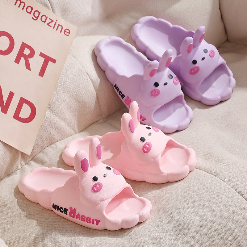 Dép quai ngang cho bé viền chữ hình thỏ má hồng cute hết nấc - TT444