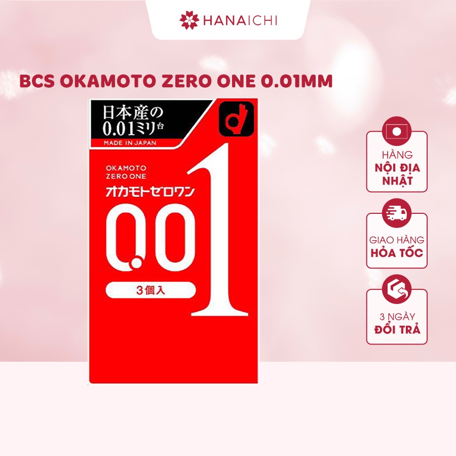 Bao Cao Su Okamoto Zero One Siêu Mỏng 0.01mm hộp 3 chiếc - Nội địa Nhật