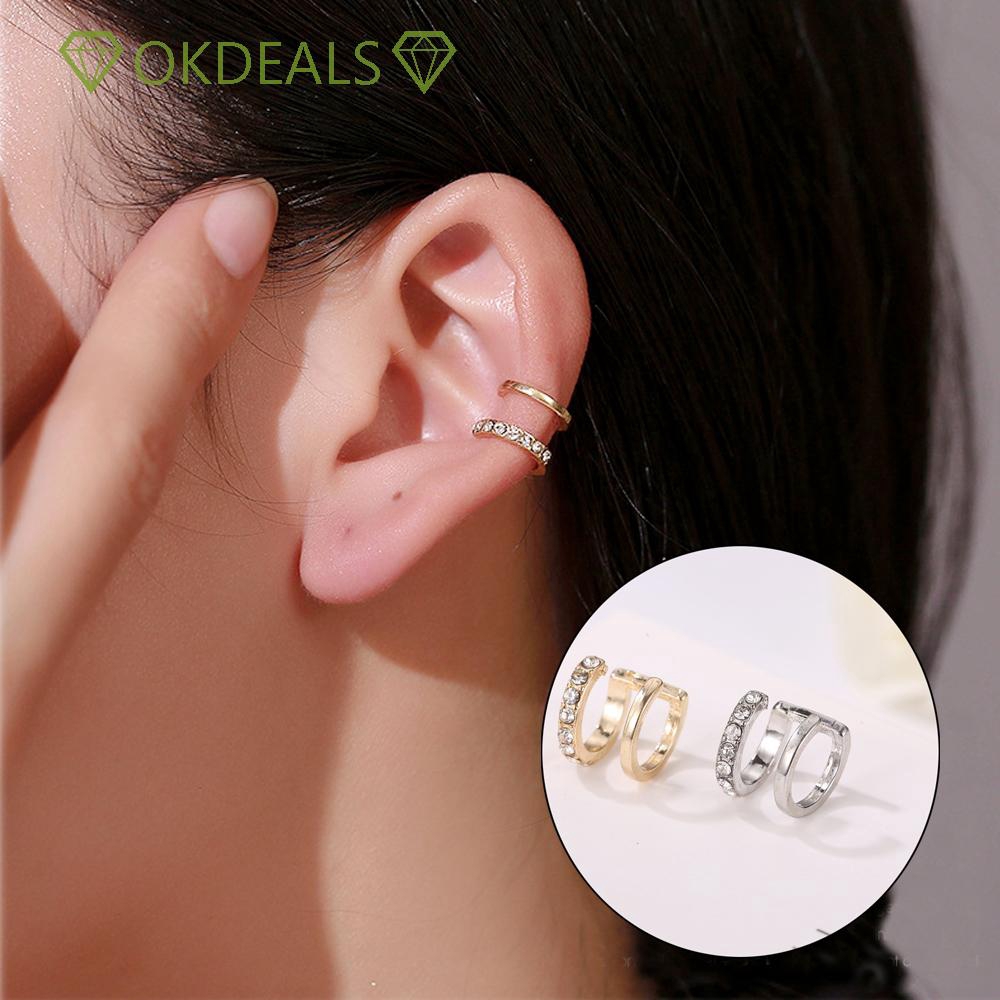 Bộ 1/3 Khuyên Tai Đính Đá Không Xỏ Thời Trang Cho Nam Và Nữ