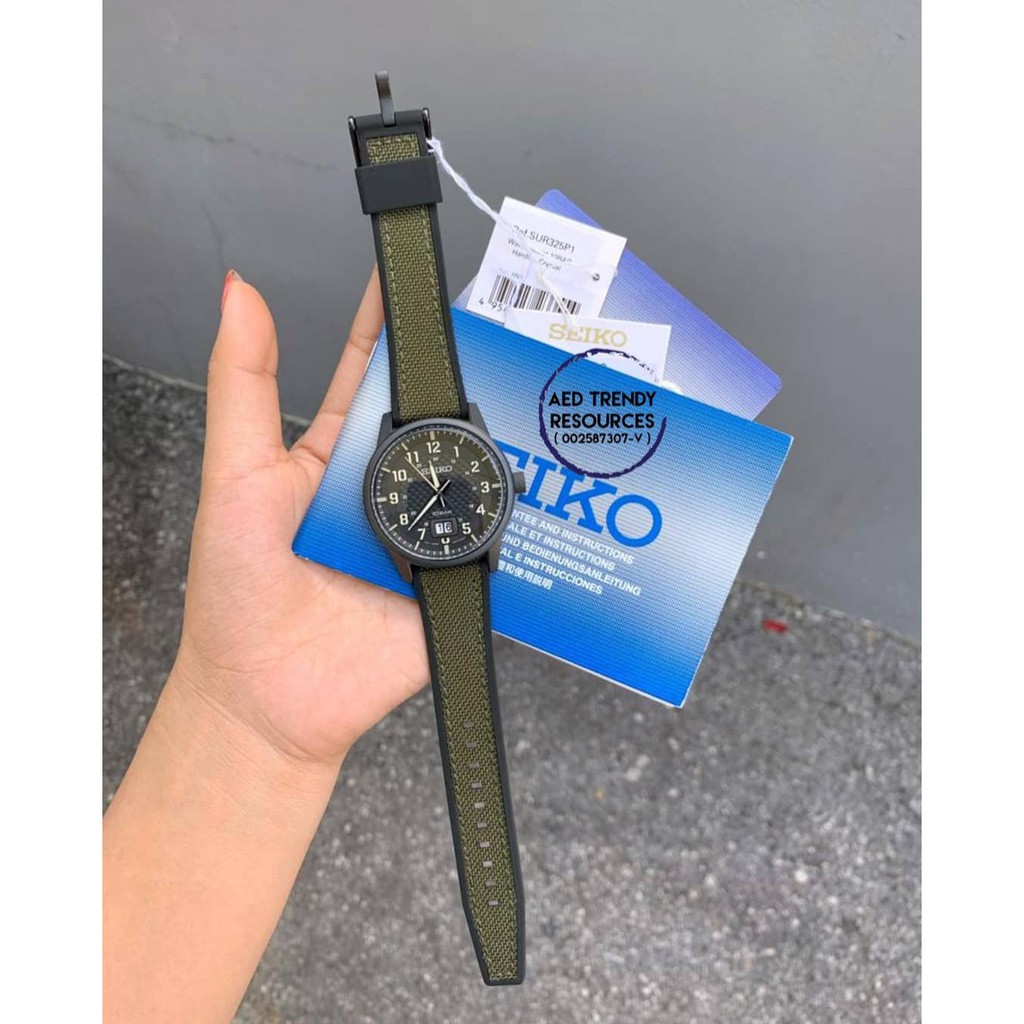 Đồng hồ Nam Seiko Regular SUR323P1 dây dù, vỏ thép, mặt kính Hardlex Crystal (Kính C