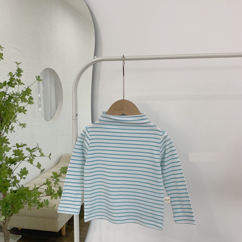 Áo Thun Ấm Họa Tiết Sọc Cổ Lọ Tay Dài Cho Bé Gái Chất Cotton Từ 1 - 5 Tuổi MINTSCLOSET Mint's Closet - AR8401 - AR8407