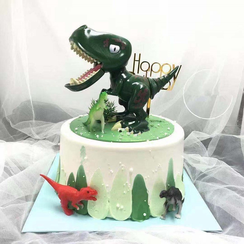 Set Đồ Trang Trí Bánh Kem Hình Khủng Long Dễ Thương