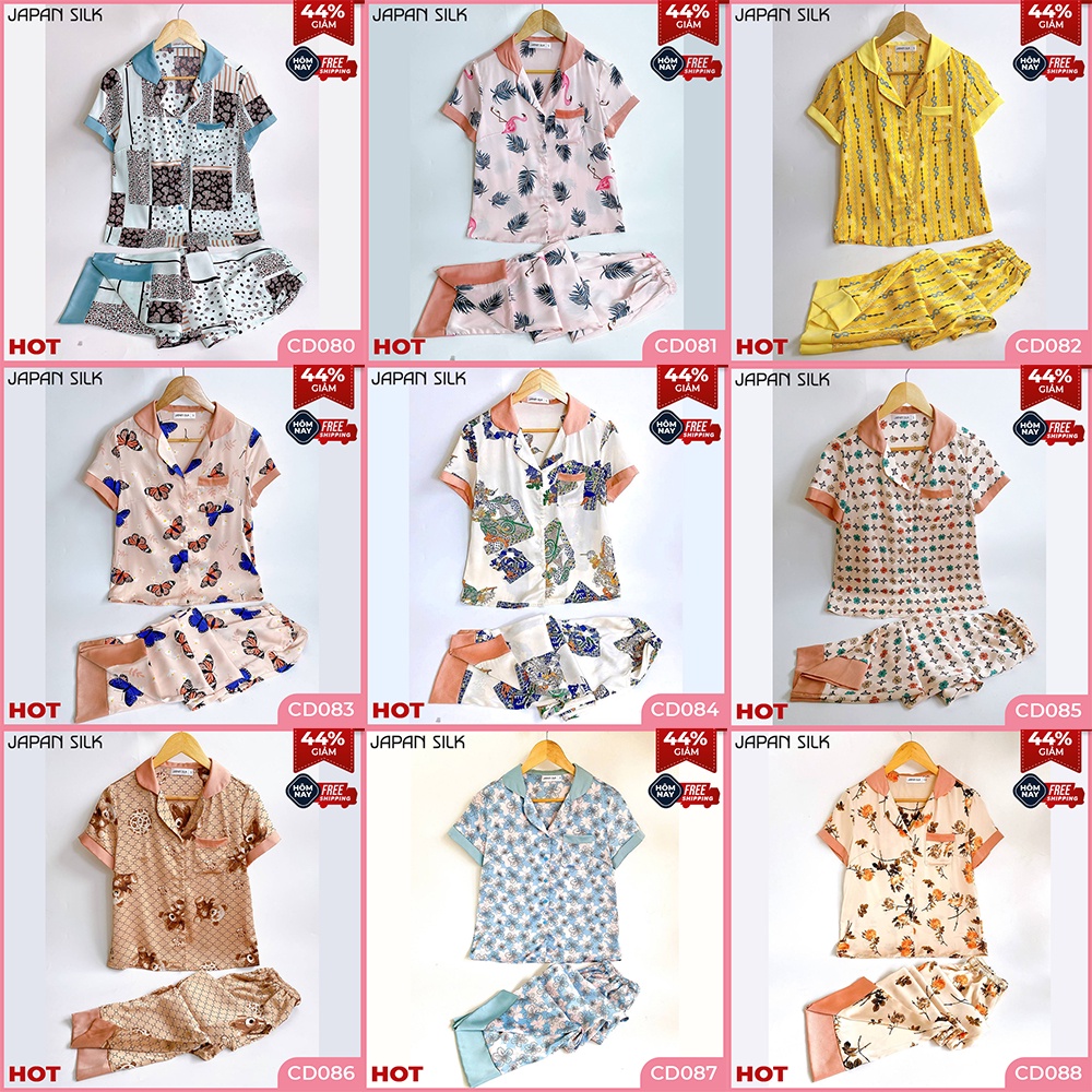 Đồ Bộ Mặc Nhà Pijama Lụa Cao Cấp JAPAN SILK Họa Tiết Đa Dạng