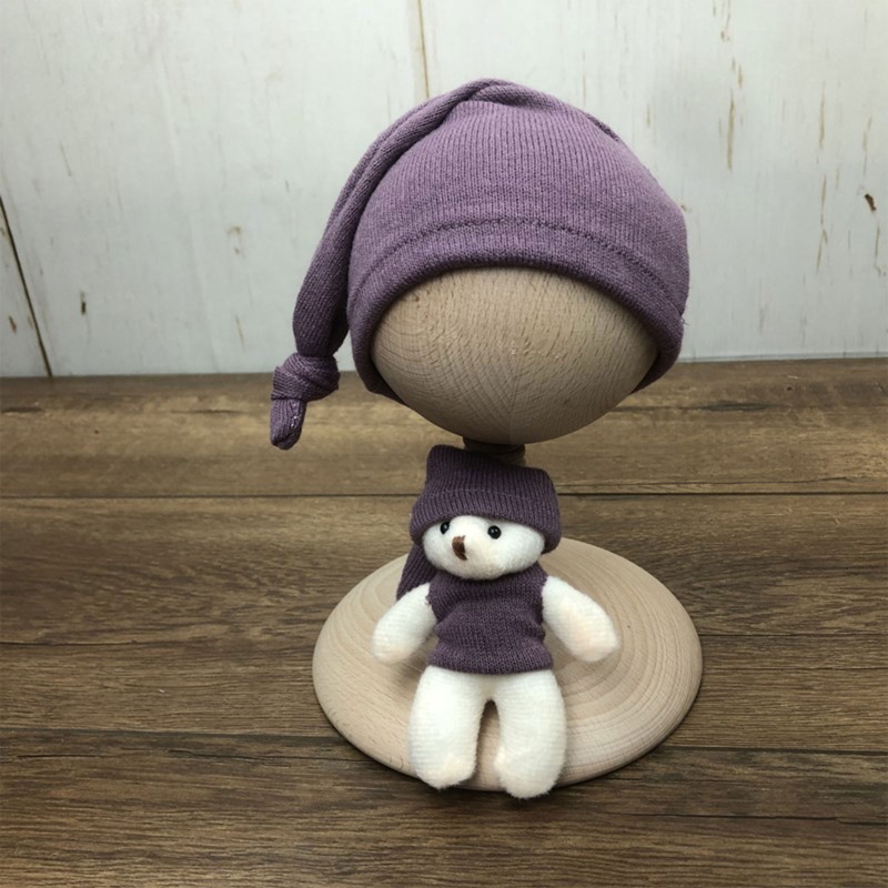 Set 2 Mũ Beanie Thắt Nút Dài Phụ Kiện Chụp Ảnh Cho Bé Sơ Sinh