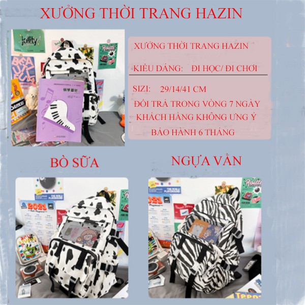 Balo ulzzang cao cấp họa tiết bò sữa hộp bóng kính độc đáo mới lạ xu hướng hot nhất của giới trẻ 2021BL 615