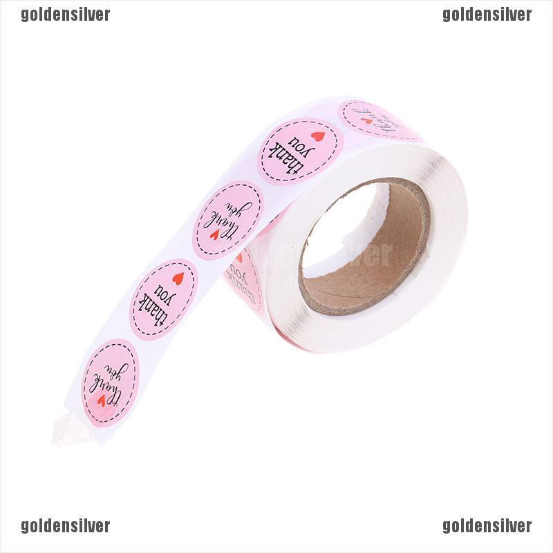 Set 500 Nhãn Dán 1 inch Màu Hồng In Chữ Thank You Xinh Xắn