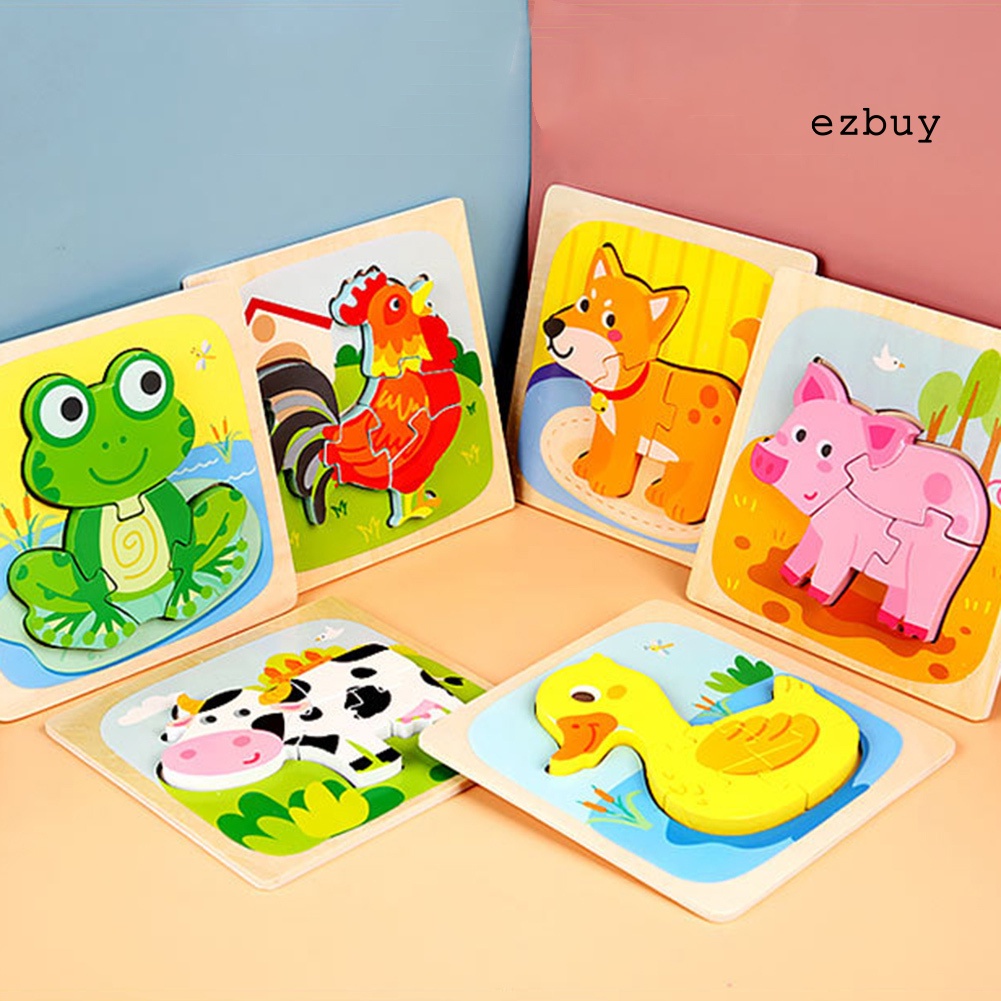Đồ chơi xếp hình 3d bằng gỗ hình chú ếch hoạt hình dễ thương cho bé