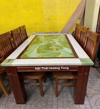 Bộ Bàn Ghế Phòng Ăn Gỗ Sồi Mỹ - Có Bọc Nệm Da/ Nỉ - Mặt Đá - Nội Thất Hương Tùng - Cam Kết Giao Đúng Sản Phẩm.