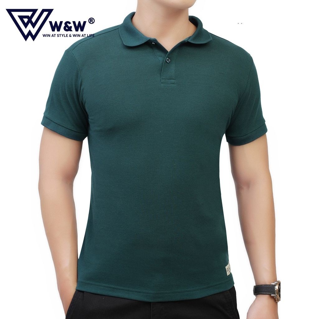 Áo Thun Polo Nam W&W Dáng Slim Fit- Cổ Áo Không Chân Ngắn Tay Màu Trơn Chất Liệu Thoáng Mát, Thấm Hút Tốt POLO10