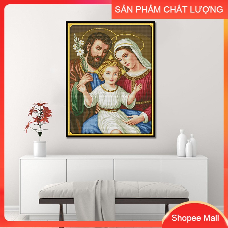 Tranh thêu chữ thập gia đình chúa kích thước 52*66cm ( mã A606 ) [Hàng chính hãng]