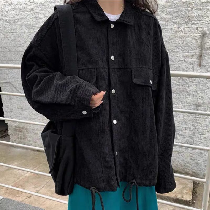 Áo khoác sơmi kaki nhung unisex Trơn 2 Túi form rộng nam nữ ulzzang Wind | BigBuy360 - bigbuy360.vn