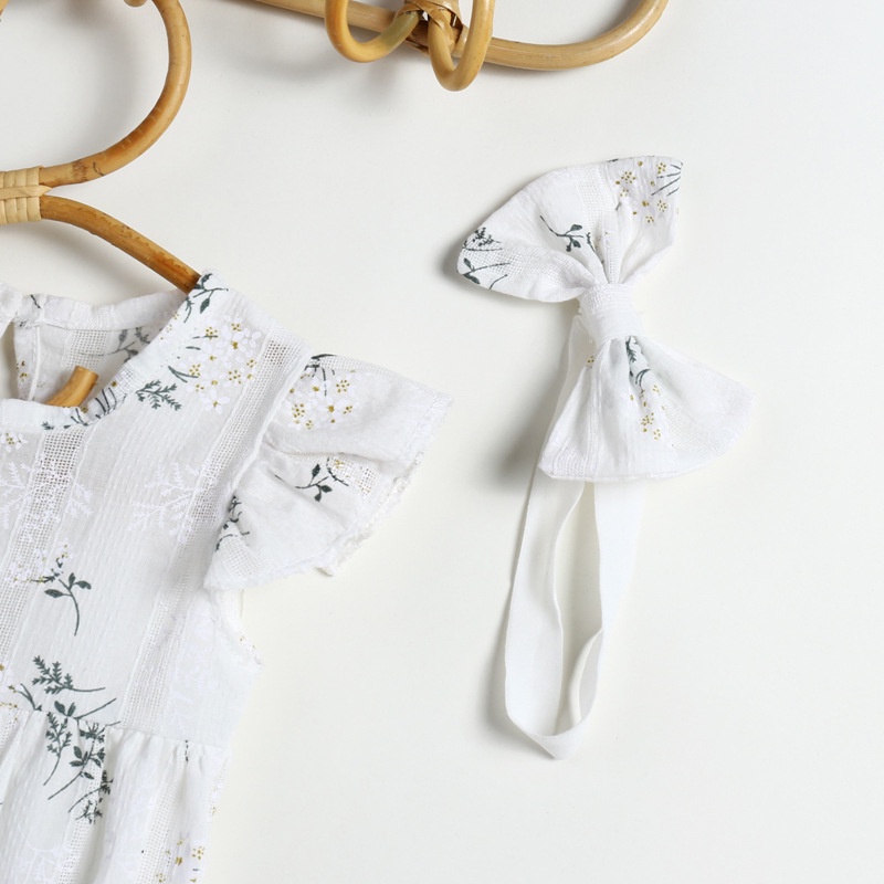 Bộ Áo Liền Quần Bằng Cotton Phối Ren Thời Trang Mùa Hè Cho Bé Gái