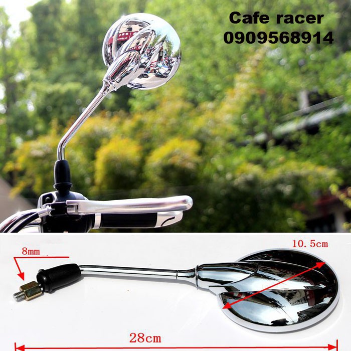 Gương chiếu hậu xe máy xe mô tô classic màu bạc