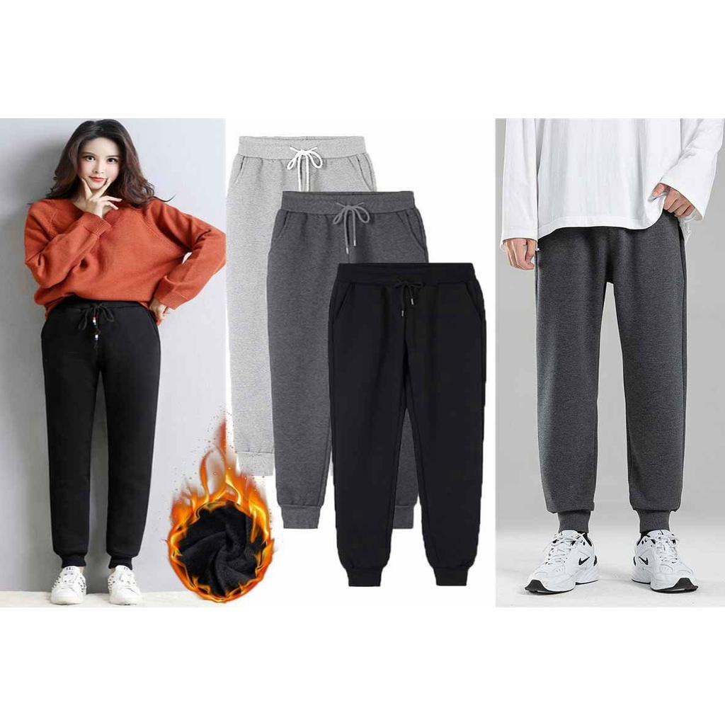 Quần Dài Nỉ Trơn Ống Bo Unisex Nam Nữ, Quần dài nỉ thun siêu co dãn