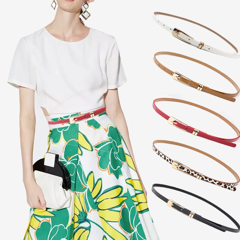 Thắt Lưng Da PU Màu Vàng Họa Tiết Da Báo Thời Trang Cho Nữ