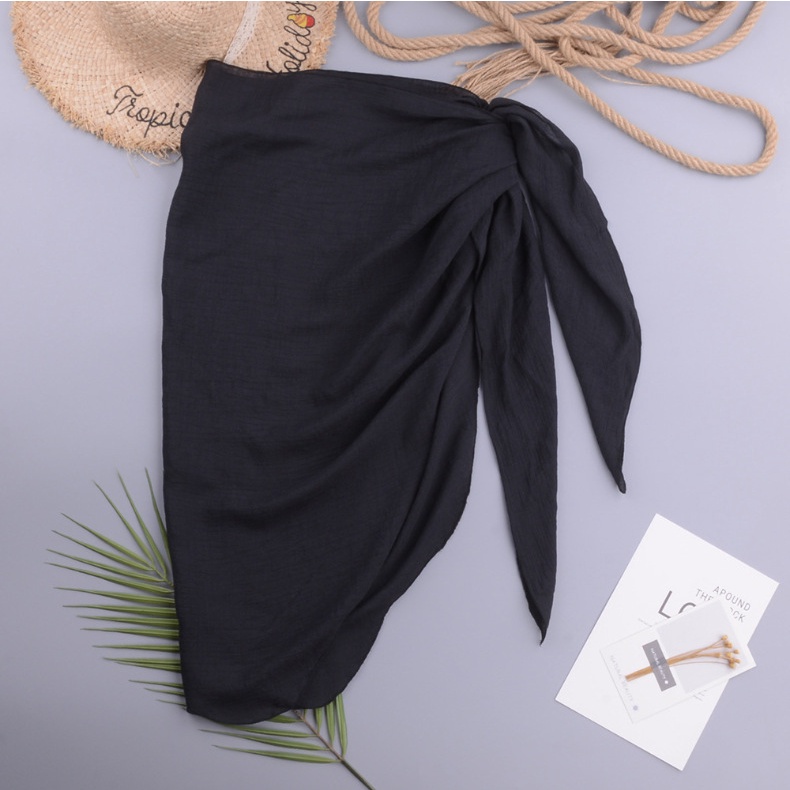 Khăn Quấn Mặc Ngoài Đồ Bơi Bikini Cao Cấp Vải Xịn khăn choàng đi biển hai màu trắng đen (Ảnh Thật)