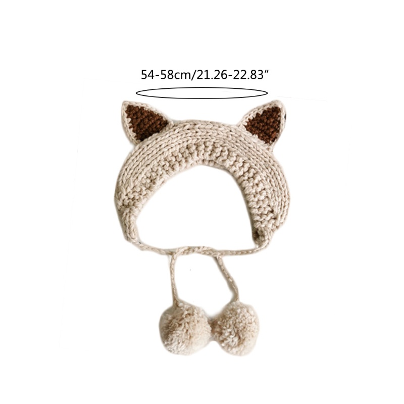 Mũ Beanie Đan Móc Hình Mèo / Cáo / Đầu Lâu Dễ Thương Thời Trang Mùa Đông Cho Nữ