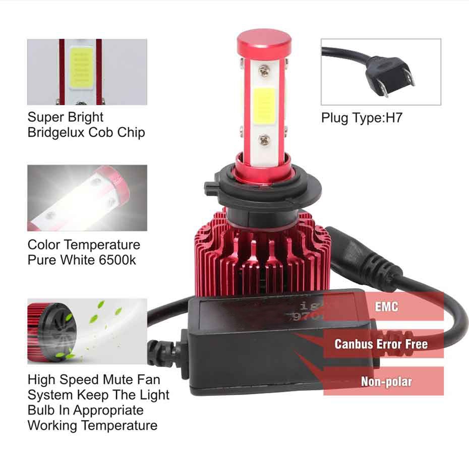 Đèn pha bóng led 4300K 6000K 8000K 16000LM H4 H1 H7 H8 H9 H11 H16 9005 HB3 9006 HB4