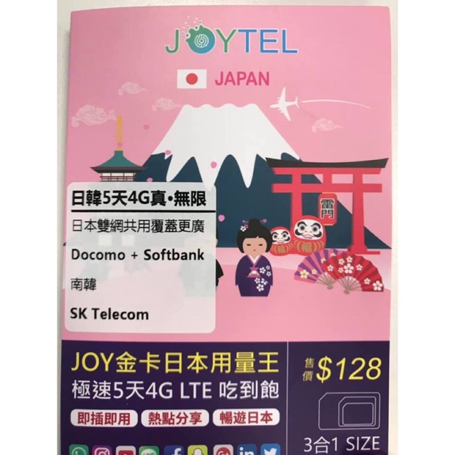 Sim du lịch Nhật Bản 5 ngày Joytel