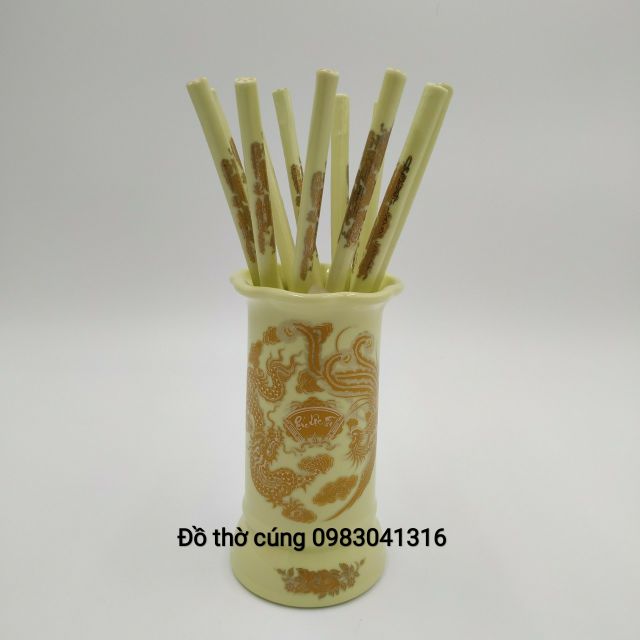 Đũa thờ bằng sứ màu ngà ánh kim
