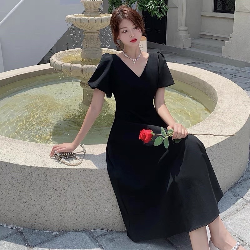 Đầm maxi cổ V Big size dành cho khách ngoại cỡ có túi từ 60-90 ký