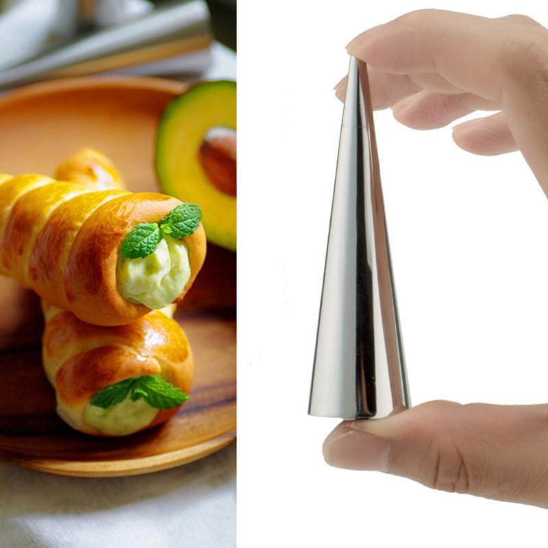 4Pcs/Set Stainless Spiral Horn Cream Pastry Roll Baking Croissant Bread DIY Mold