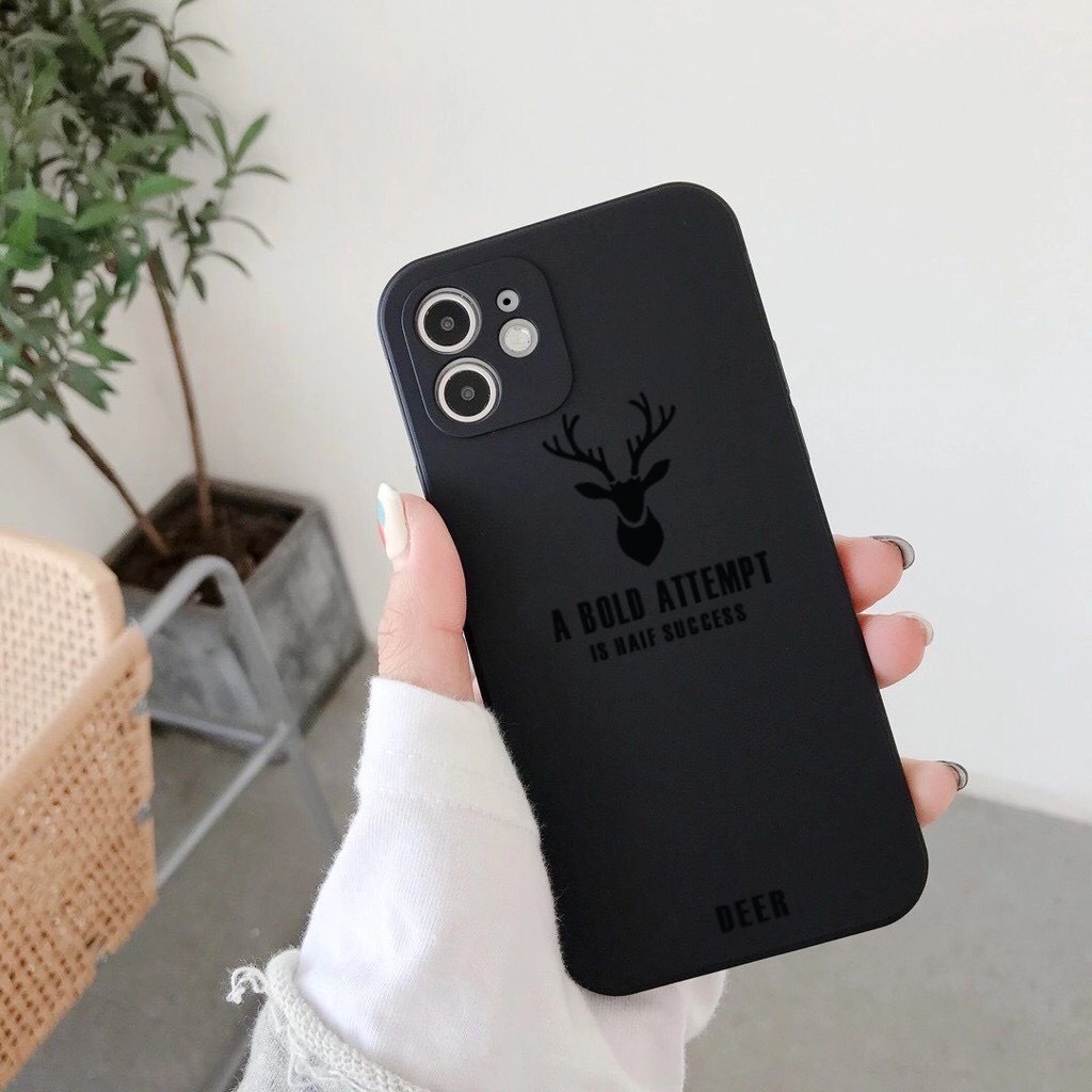 Ốp Lưng iPhone Cạnh Vuông,Bảo Vệ Camera In Hình Hươu DEER 7Plus,8Plus,x,xs,xsmax,11,11Promax,12,12promax,13,13promax