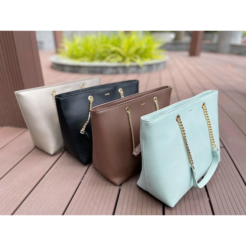 TNS-Túi tote công sở da thật cao cấp zip miệng túi Aldio tote bag-đen classic