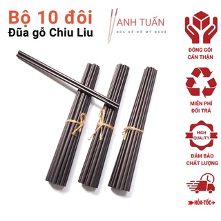 [Freeship] Bộ 10 đôi đũa gỗ Chiu Liu cao cấp đẹp tự nhiên kháng khuẩn chống mốc