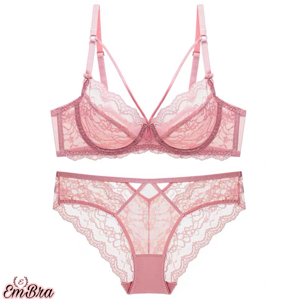 Set Đồ Lót Nội Y Ren Mỏng Có Gọng Dây Đan Ngực Sexy Mã EBB09