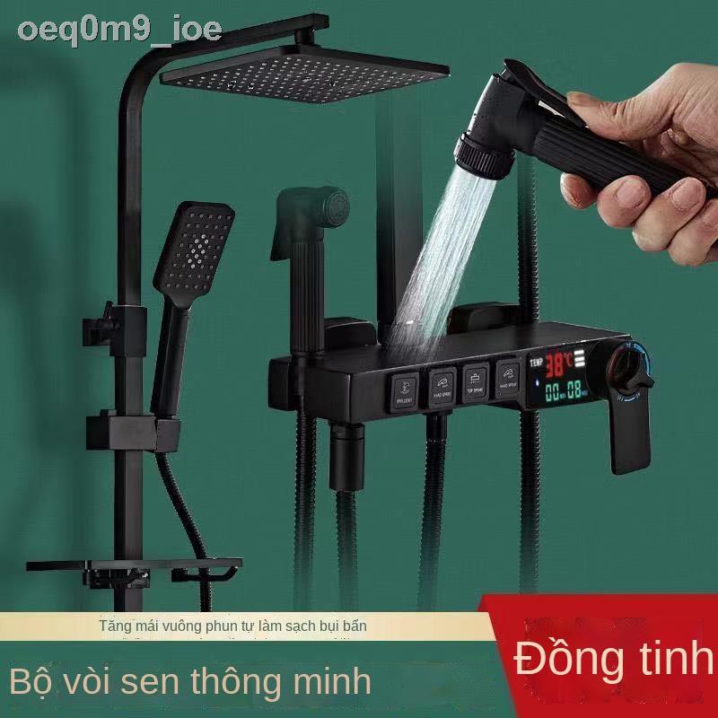 ✷▣﹍Phòng tắm Jiumuwang vòi sen đen đặt tất cả bằng đồng nhiệt độ không đổi trong hộ gia đình phun mưa gắn tường
