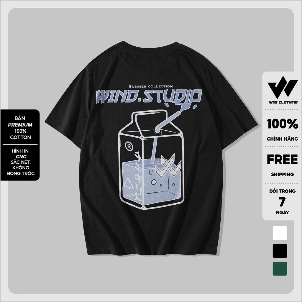 Áo thun tay lỡ unisex form rộng WIIS phông oversize cotton 65% Milk nam nữ