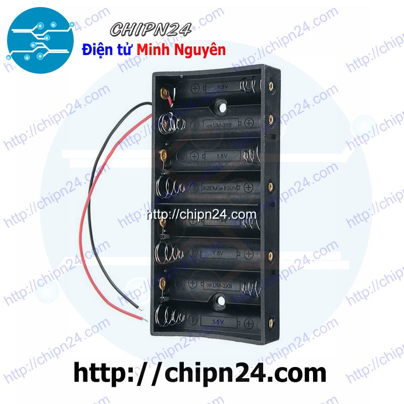 [1 CÁI] Hộp Đế pin 8 viên AA THẲNG (12V)