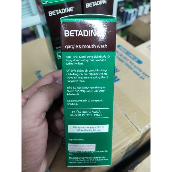 Betadine súc miệng họng 125 ml