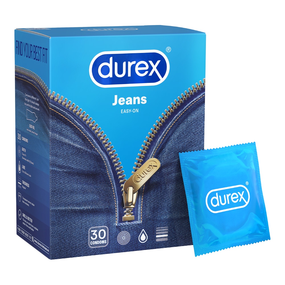 Bao cao su Durex Jeans bổ sung thêm chất bôi trơn, hộp 3 chiếc