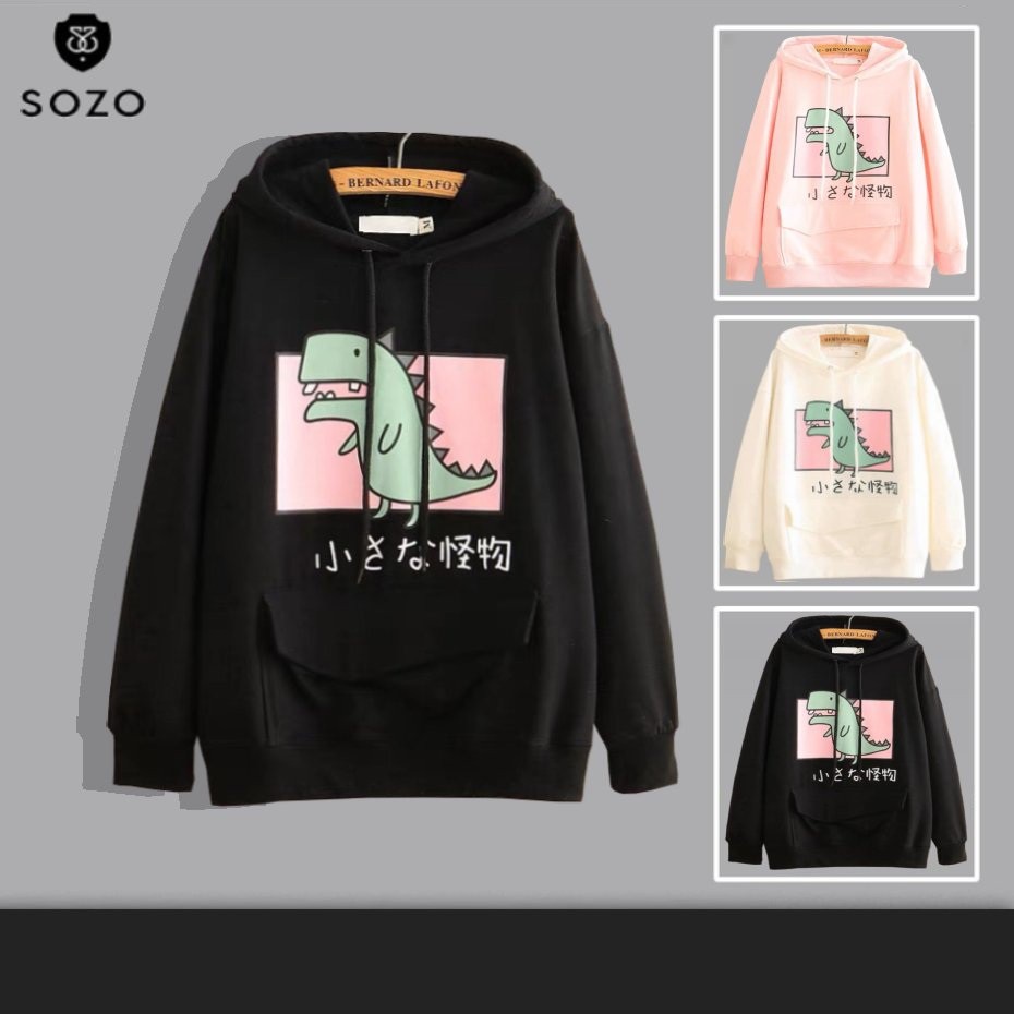 Áo Hoodie Nón Chui Trùm Đầu Nữ Nam Unisex Chất Vải Nỉ Poly Khủng Long WAH031NO | BigBuy360 - bigbuy360.vn