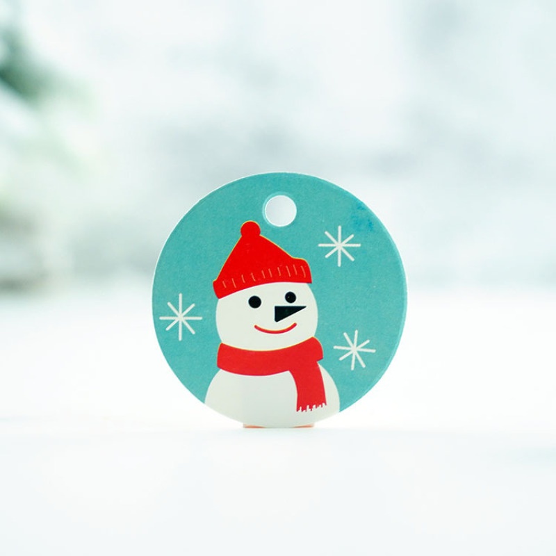 50pcs/box Round Shape Santa Snowman Tag Christmas Wishes Card DIY Handwritten Christmas Tag