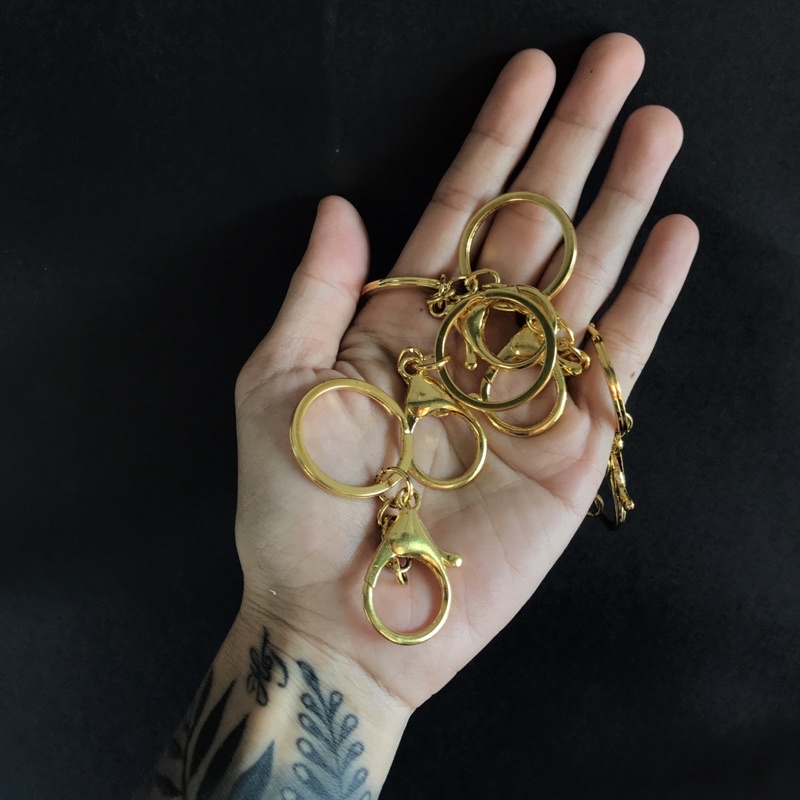Phụ kiện móc khoá, khoen tròn, đinh tròn làm móc khoá đồ handmade Combo