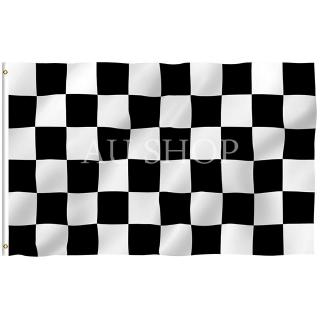 Lá cờ màu trắng đen phong cách caro retro kích thước 90x150cm