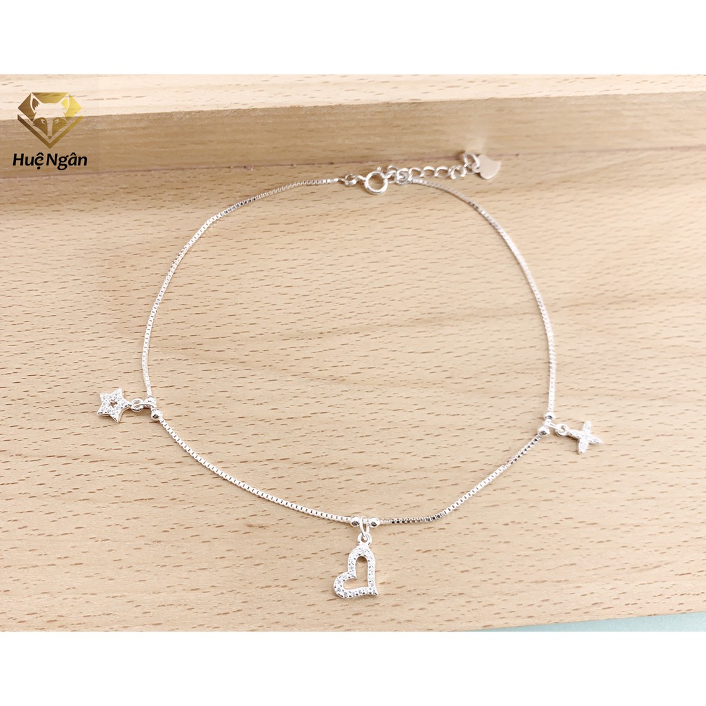 [Mã LT50 giảm 50k đơn 250k] Lắc chân bạc Ý 925 Huệ Ngân - Heart and Star RYBJ50111